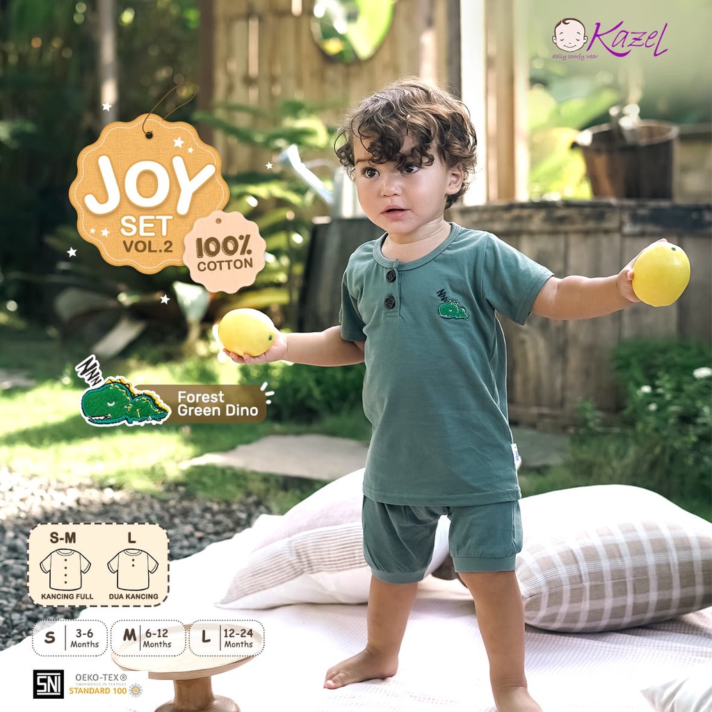 Kazel Joy Set Setelan Pendek Motif Bordir Anak Unisex