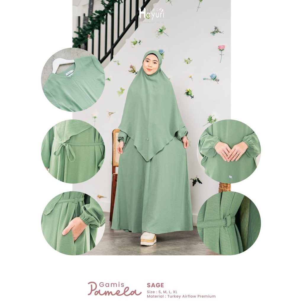 HIJAB HAYURI GAMIS PAMELA ORIGINAL BAHAN CRINCLE AIRFLOW