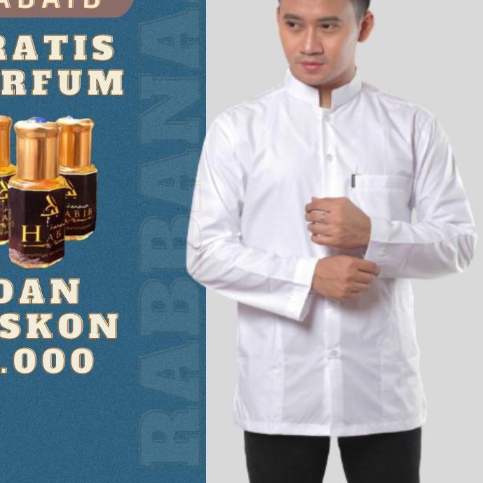 ✲ Baju Koko Habaib Putih Polos Lengan Panjang  Baju Koko Haibah Model Ammu ۝