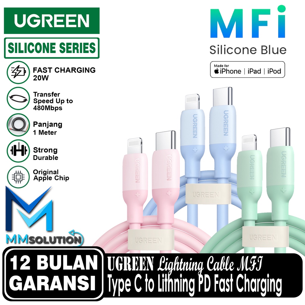 UGREEN MFI Kabel Fast Charging Type C to Lightning iPhone Silicone