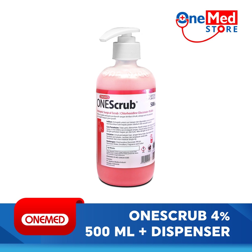 One Scrub OneMed 4% Hand Scrubs + dispenser 500ml/cc