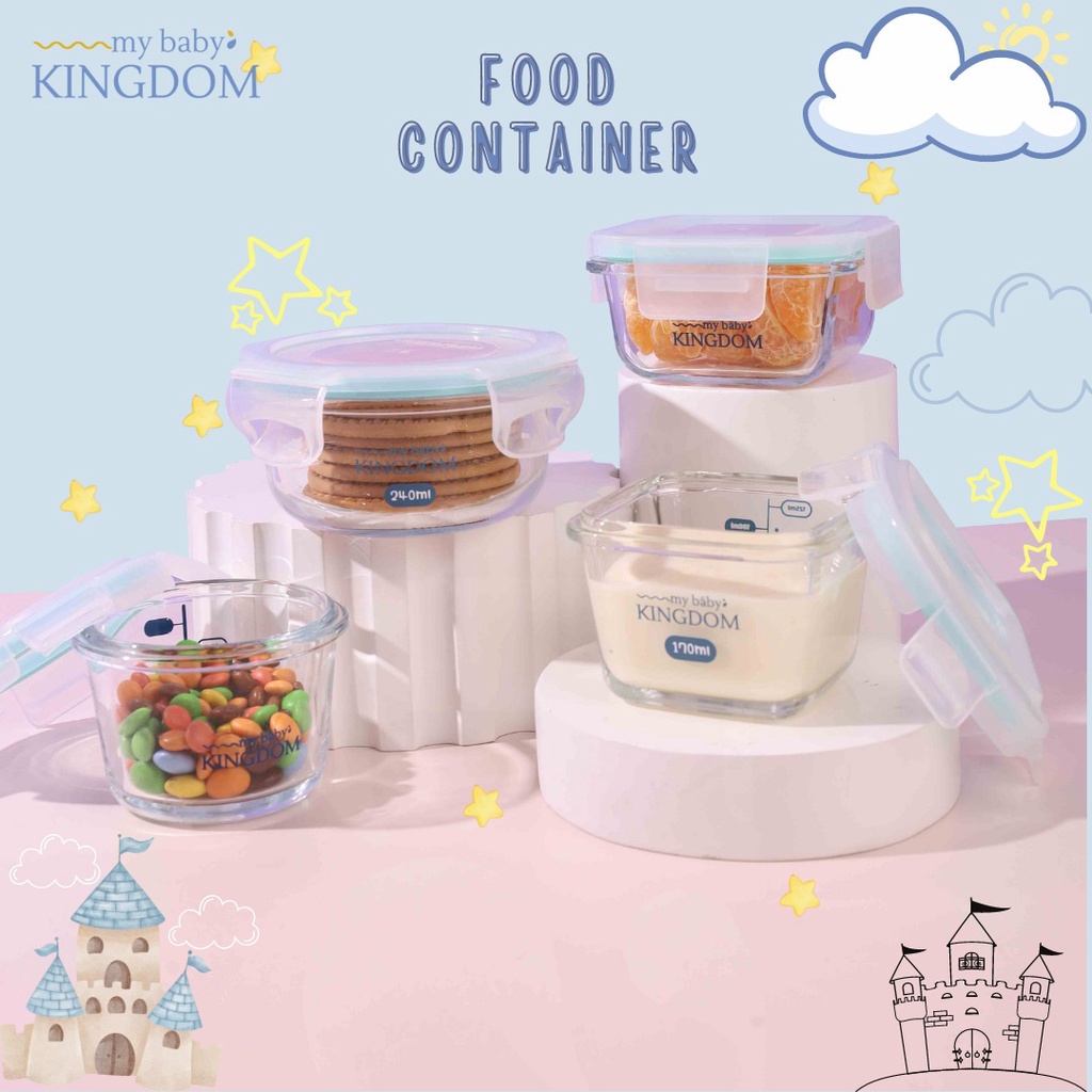 	 My Baby Kingdom Glass Container / Wadah Mpasi Kaca / Kontainer Kaca Mpasi	