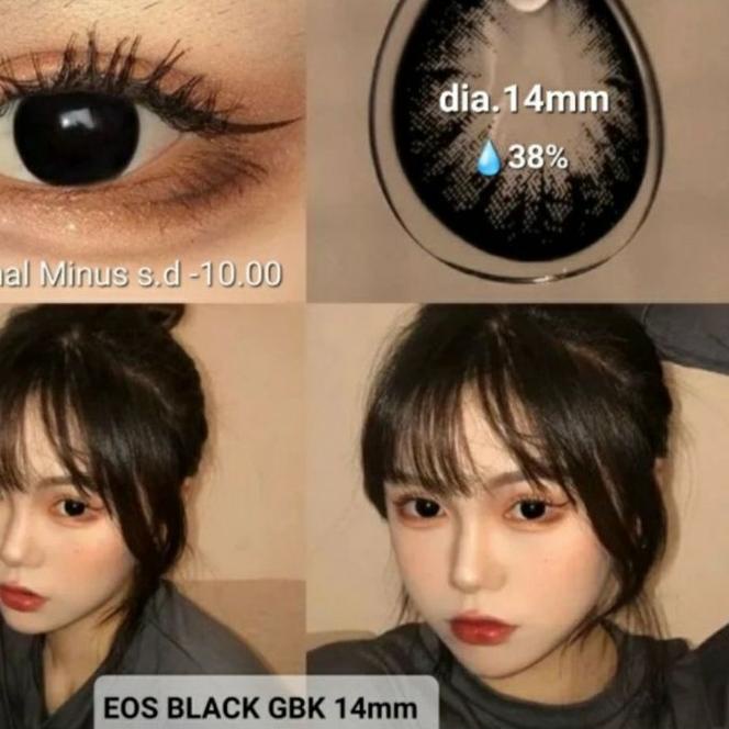 HARGA GROSIR SOFTLENS EOS BLACK HITAM GBK Dia.14mm NORMAL MINUS SOFTLENS HITAM NATURAL !!!