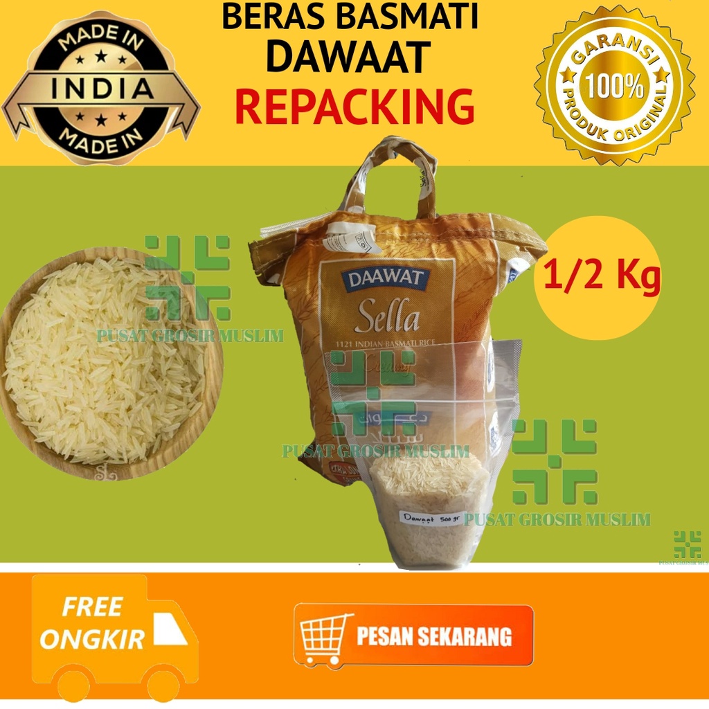 Beras Basmati Dawaat abu kass white pearl  1/2kg 0,5kg 0,5 kg 500gr Dijamin Ori atau Uang Kembali!!!