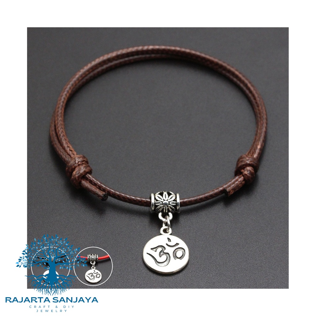 Gelang Handmade Rajarta Bandul Yoga Ohm Omkara Silver