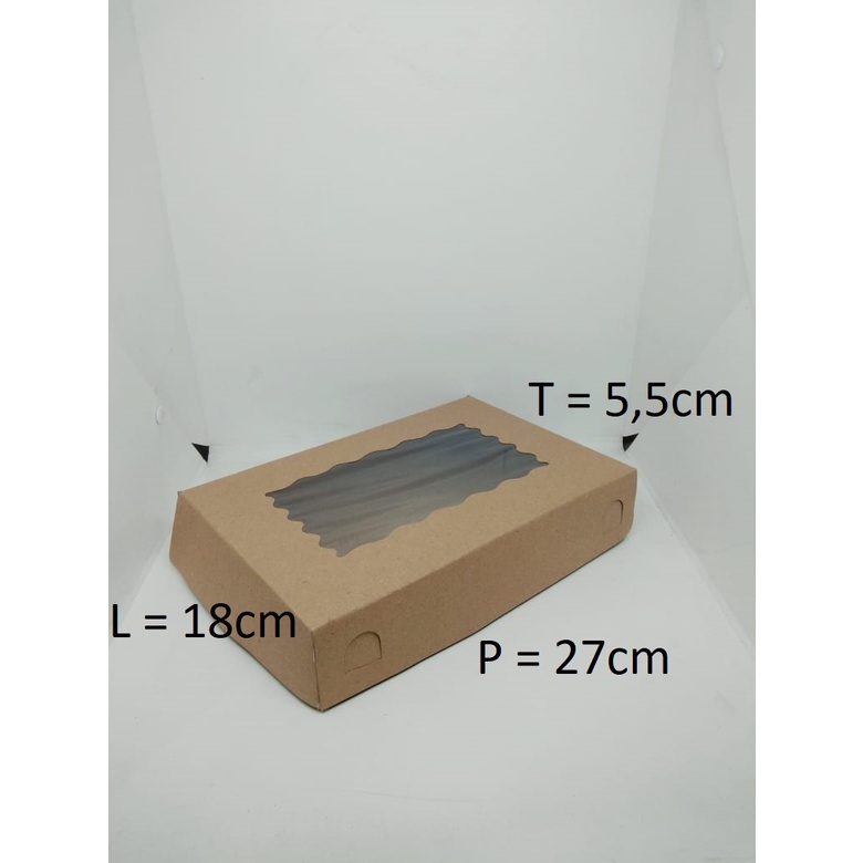 

10 Pcs BOX DONAT MIKA Gelombang Kraft 27X18X5,5 cm Coklat Laminasi