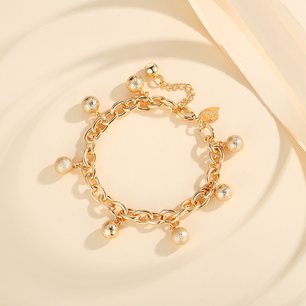 Y969 [COD✔]Gelang Gold Lapis Emas Rantai Titanium Liontin Bola Korea Wanita Anti Karat