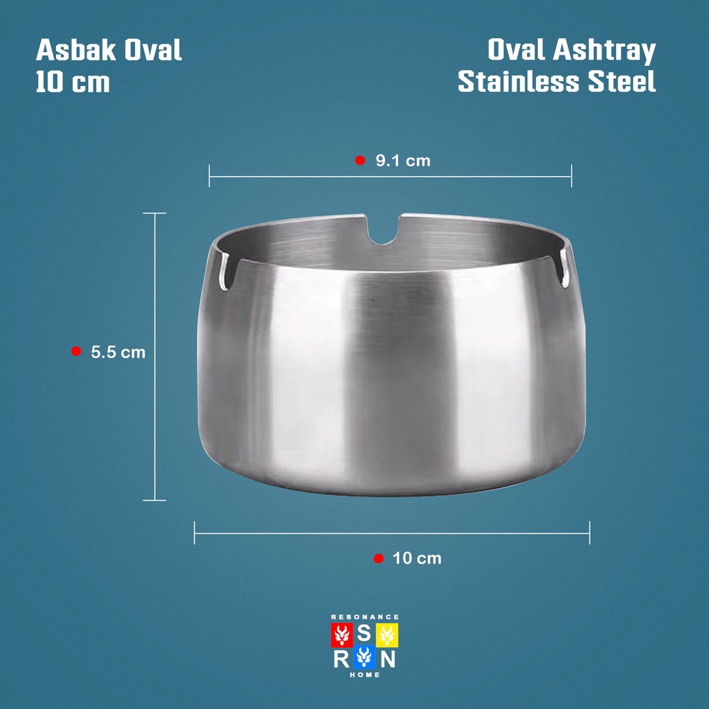 Asbak Oval Stainless 10 cm / Resonance Home