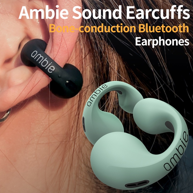 Ambie Sound Penutup Telinga Tulang Konduksi Anting-Anting Nirkabel Bluetooth Headset Auriculares TWS