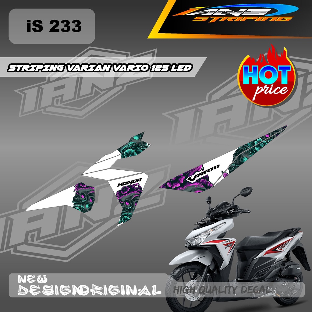 TERBARU STIKER BODY HONDA VARIO 125 LED KONSEP SKULL / TENGKORAK MENGGUNAKAN BAHAN BERKUALITAS DAN TIDAK MUDAH PUDAR / STIKER HONDA VARIO 125 LED / DECAL STIKER KERETA VARIO 125 LED IS233