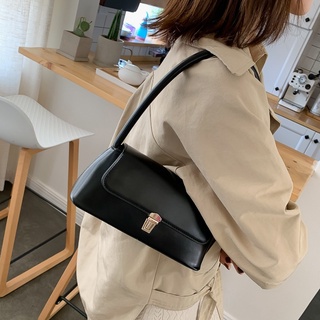 Metal Lock Design Flap Baguette Bag Single Shoulder Bag 10003