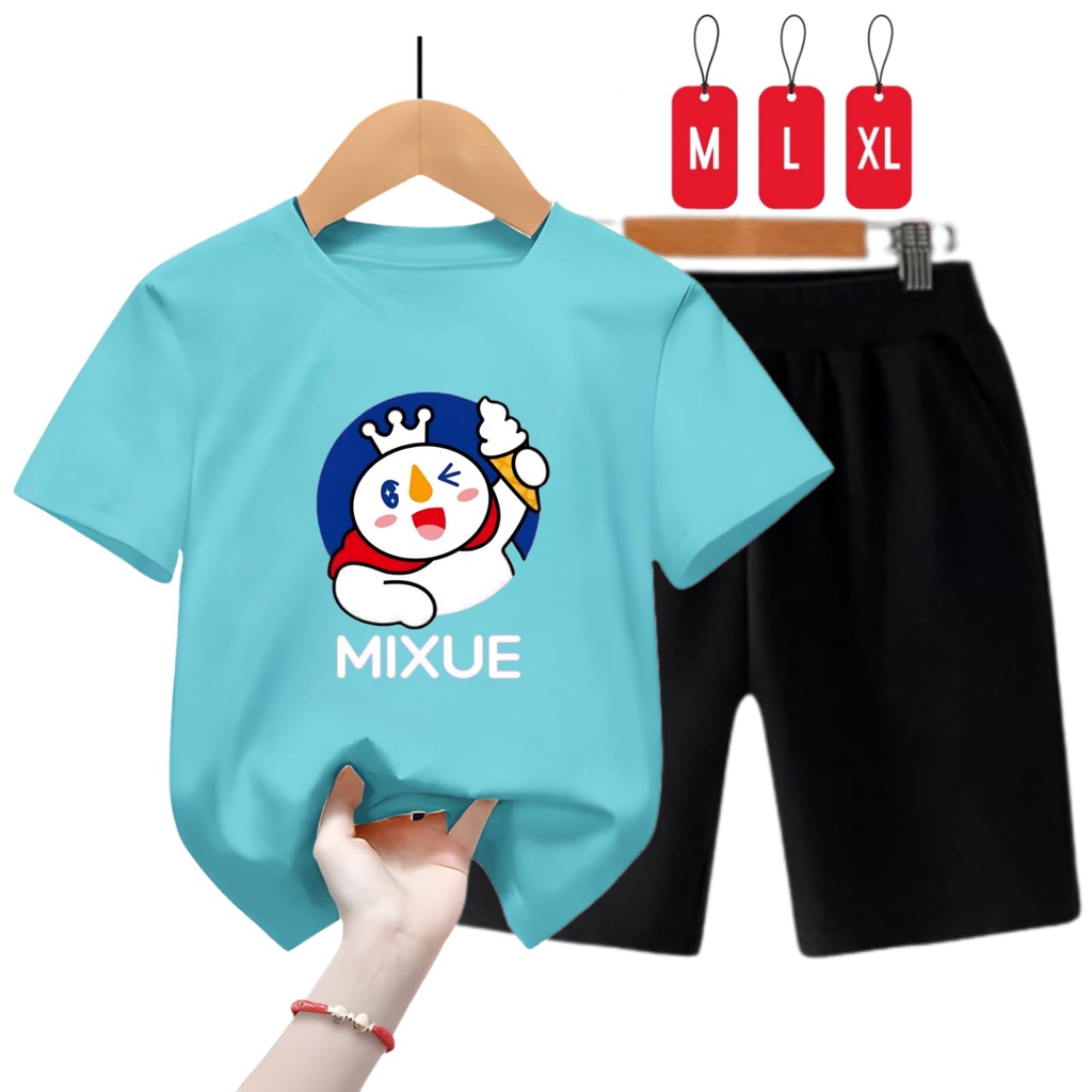 Hzl_outfit Kaos Setelan Anak Laki-Perempuan Mixue/ Setelan Kaos Anak Anak