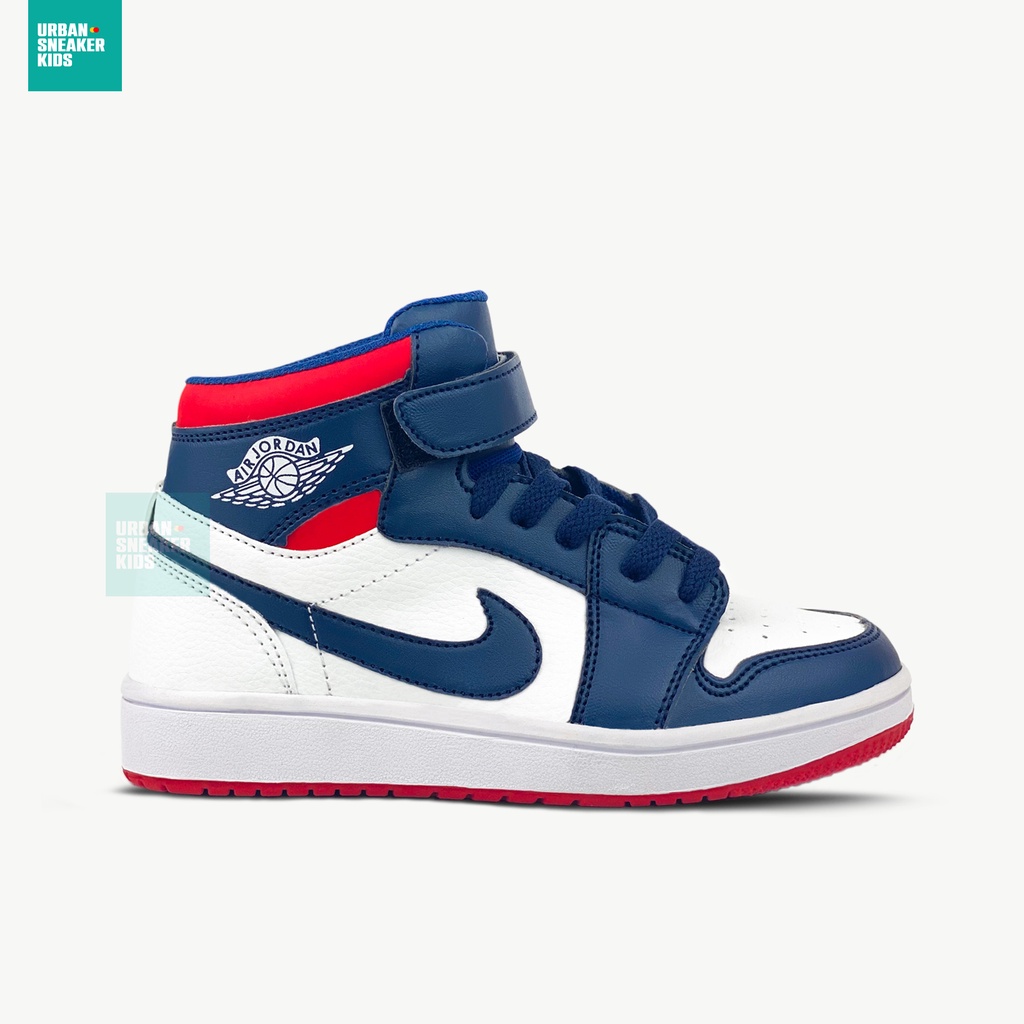 Sepatu Anak Laki Laki Sneakers Navy Putih High Import Usia 3-10 Tahun - Urban Sneaker Kids