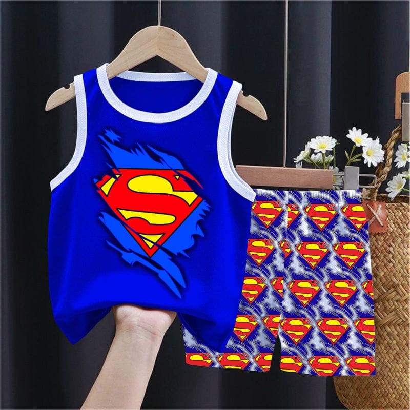 Setelan baju anak singlet superman logo import