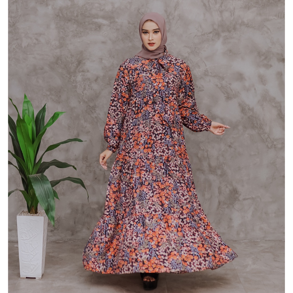 BNL Indonesia Dress Bahan Premium Wudhu Busui Friendly Gamis Perempuan Model Terbaru Bunga Siena Pre