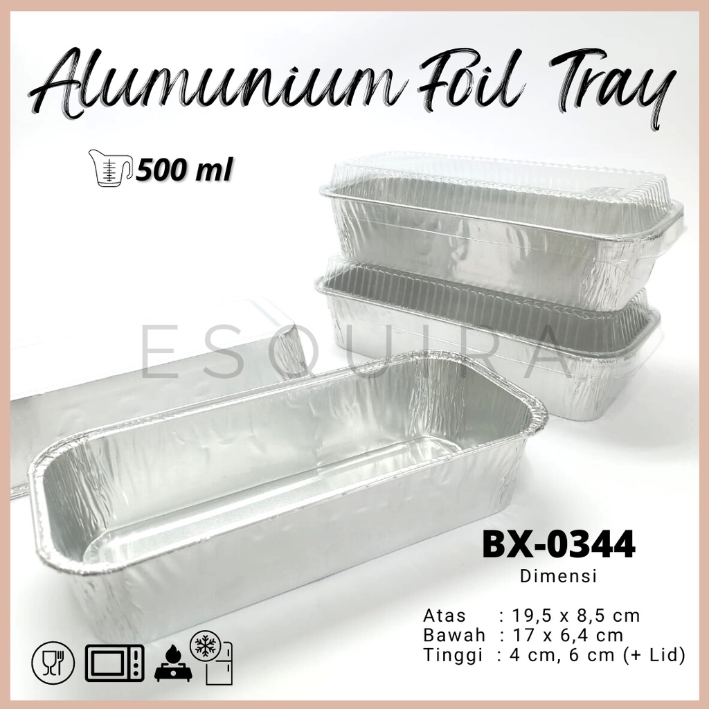 Aluminium Foil Tray 500 ML / Silver + Lid / 10 PCS / BX-0344