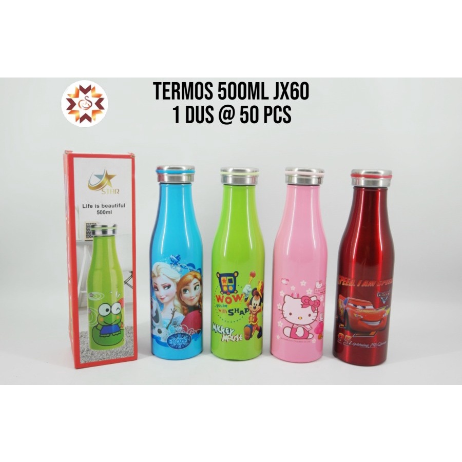 Termos 500ml JX60 Termos Motif Karakter Termos Air Minum Portable Stainless Steel Vacuum Flask