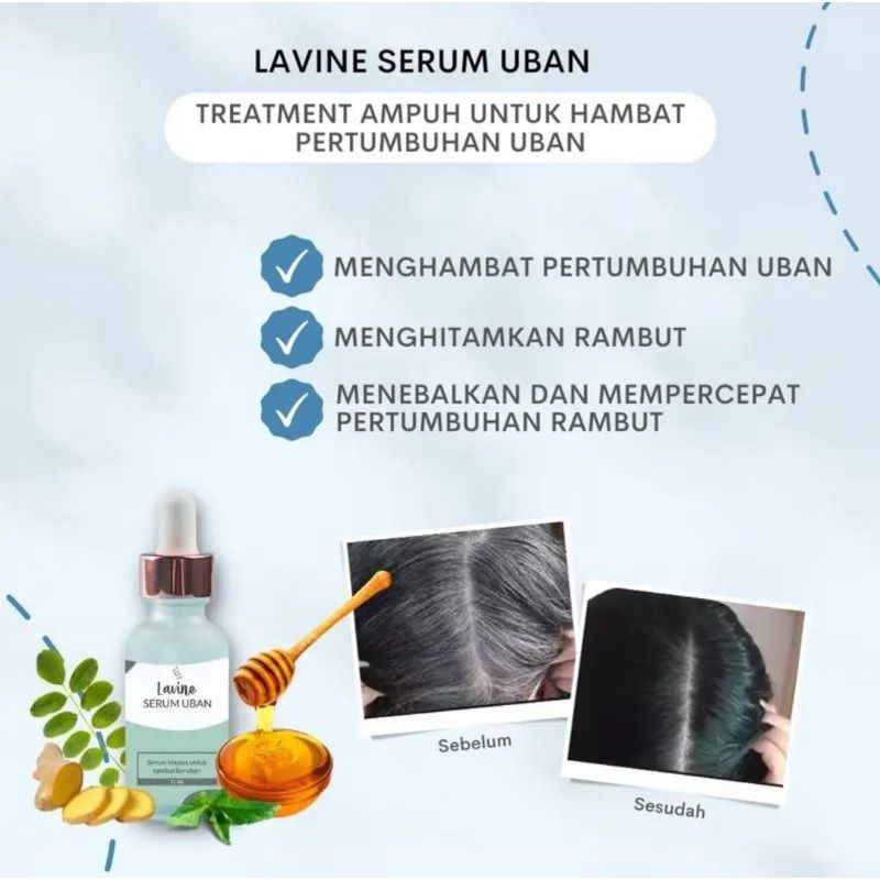 BESS SELLER || LAVINE Serum Uban Serum Penghitam Rambut Beruban Ampuh Permanen