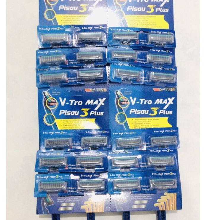 Dear [6 PCS] PISAU CUKURAN 3MATA - CUKUR KEROKAN KUMIS JENGGOT V-TRO MAX 3 PLUSS