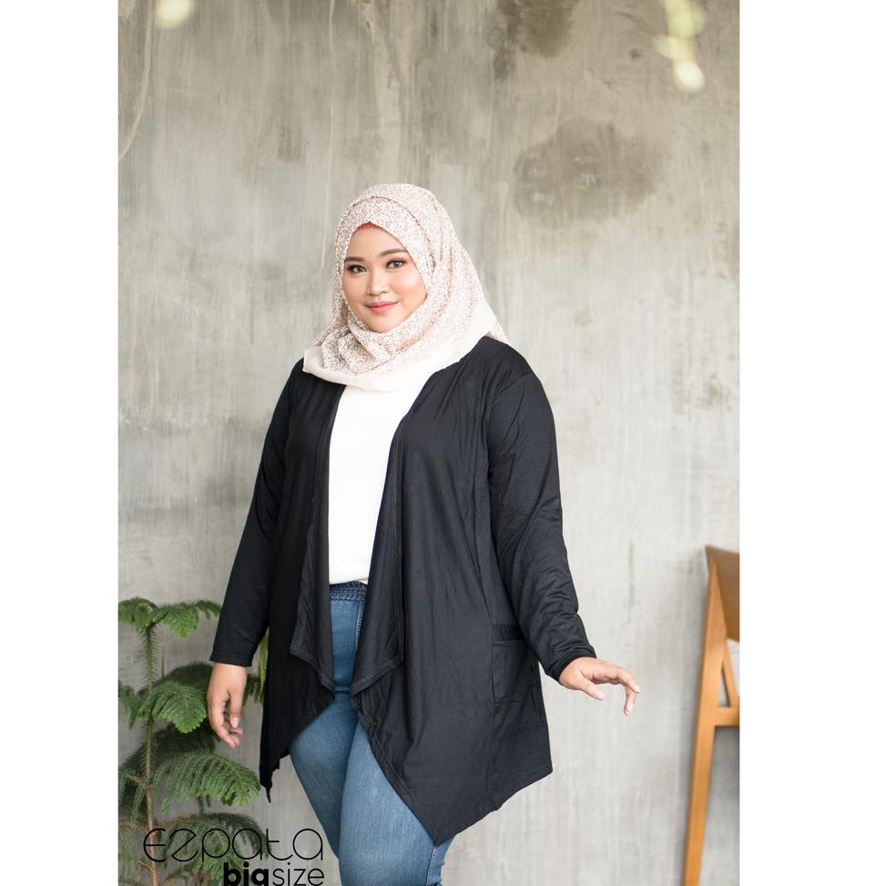 STOK TERBATAS Ezpata Cardigan Cardi Outer Wanita Big Size Lengan Panjang Polos Jumbo Kaos Rayon