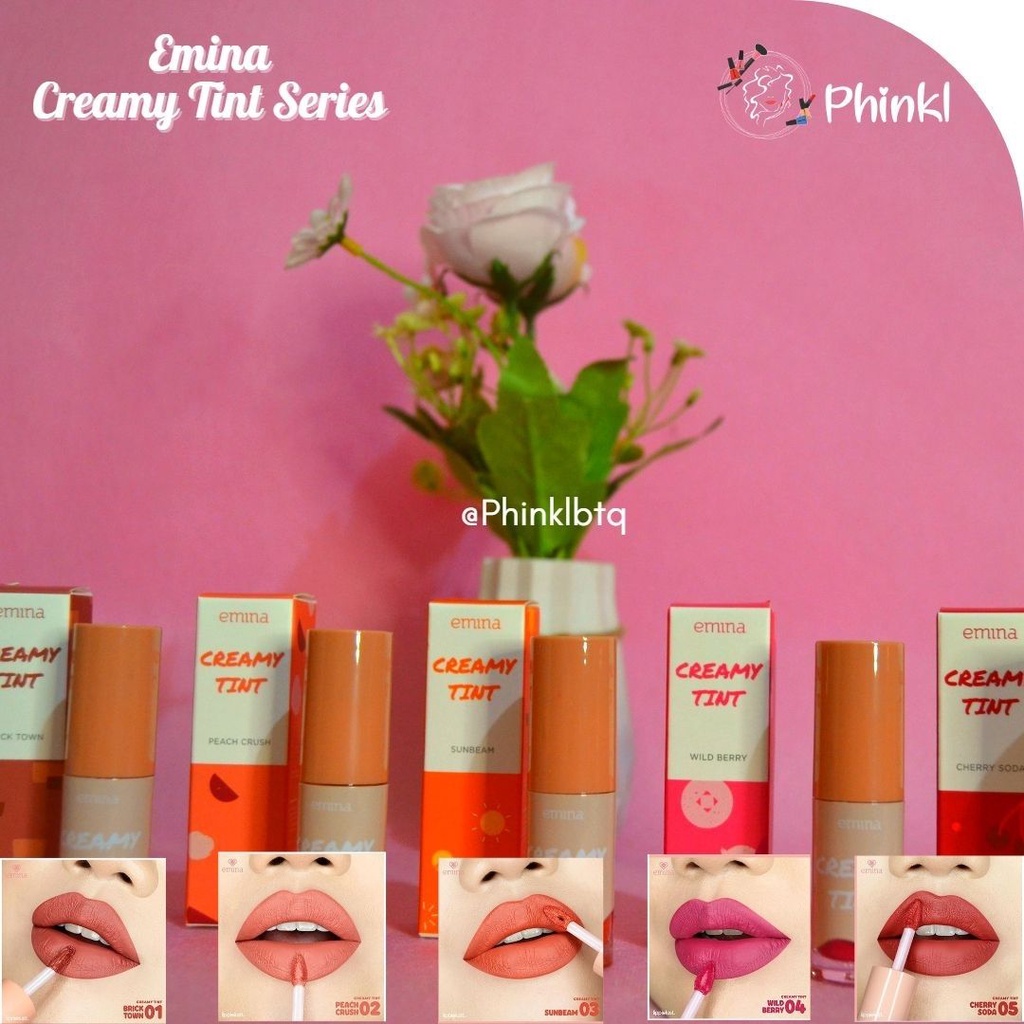 `ღ´ PHINKL `ღ´ ╰☆☆ 𝔢мιℕά ☆☆╮ Emina creamy tint lip lipstick cair cocok untuk remaja warna natural