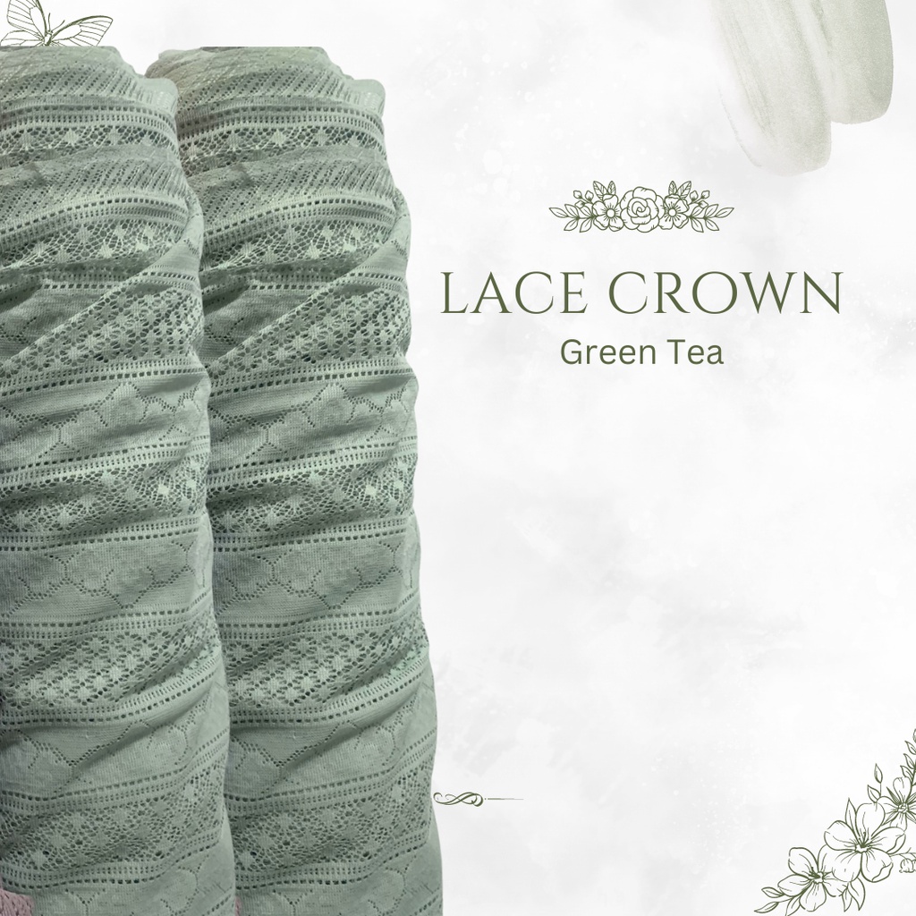 Bahan Kain Brokat Brukat Lace Salur Crown Meteran Warna Hijau Greentea