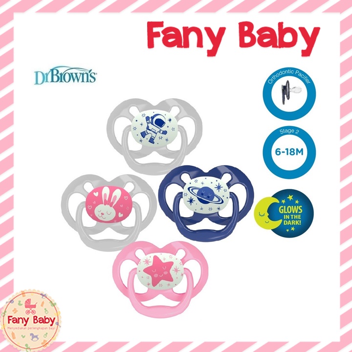DR BROWN'S ADVANTAGE PACIFIER GLOW IN THE DARK [ 6-18M ]
