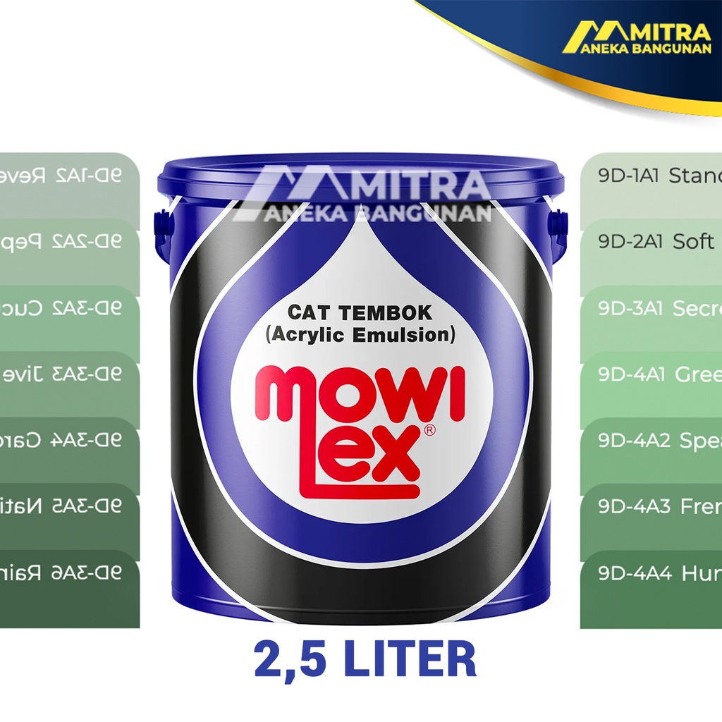 CAT TEMBOK INTERIOR MOWILEX ACRYLIC EMULSION 2,5 LITER / WARNA HIJAU DAUN SAGE GREEN