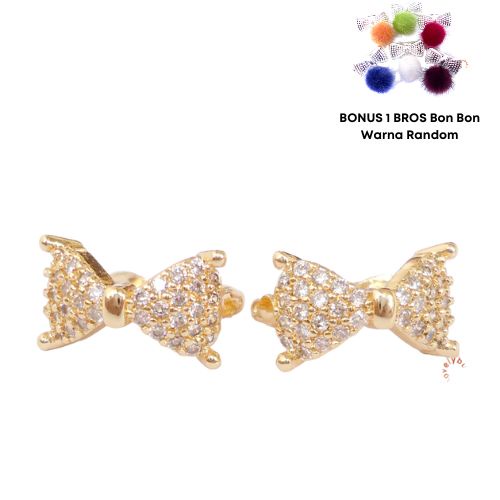 Anting Xuping Wanita Dewasa 3tyy Model Pita Permata Mewah Bonus 1 Bros Bonbon - Lovelybutik