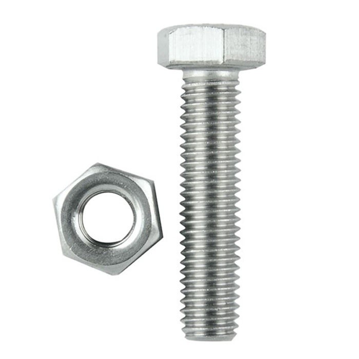 Baut Mur Ukuran 8mm panjang M8 x 80-150mm White Mur segi 6 (10 pcs)