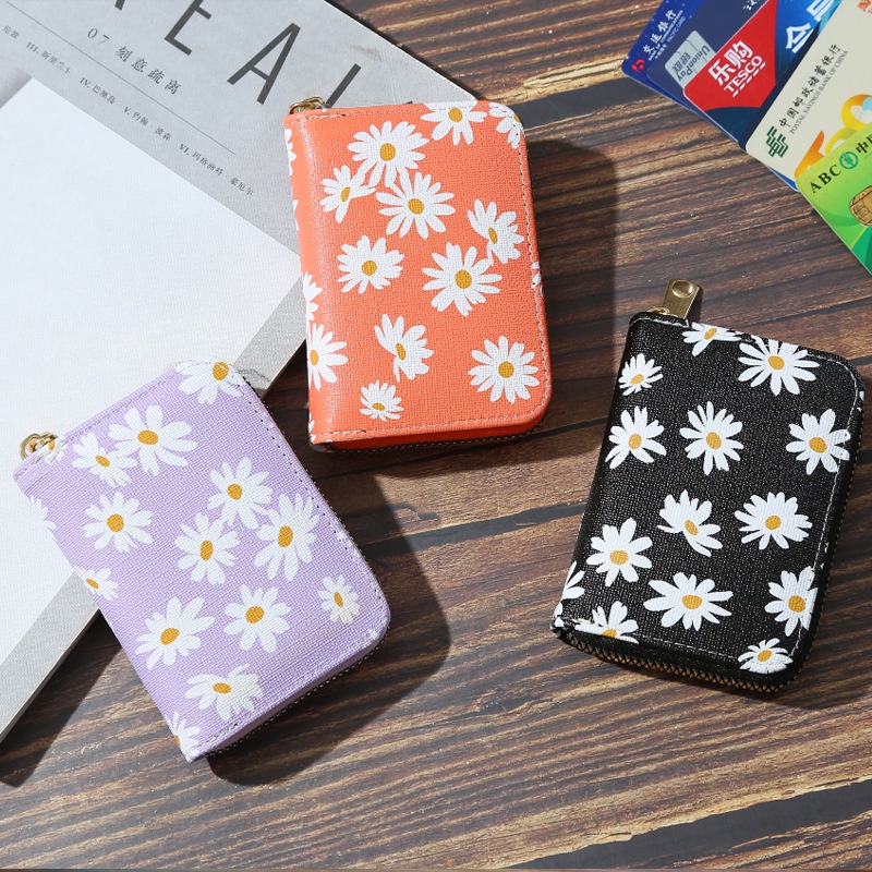 Dompet Koin, Dompet Kartu, Dompet pendek wanita, Import. Motif Bunga Daisy