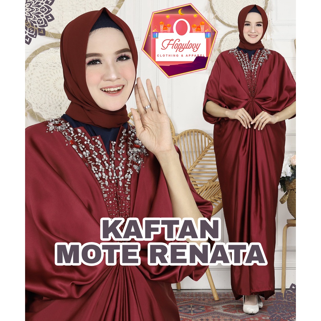 HOPYLOVY - Kaftan Wanita Muslim Bahan Velvet Renata