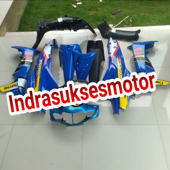 cover full body halus kasar motor suzuki smash lama warna biru