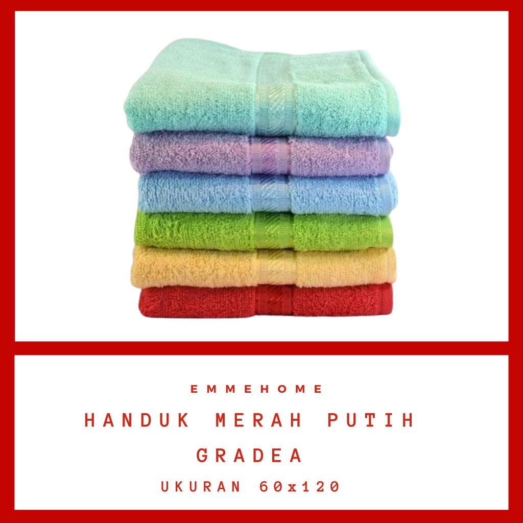 HANDUK MERAH PUTIH - HANDUK HOTEL BY TERRY PALMER - HANDUK MANDI UK 60x120 CM