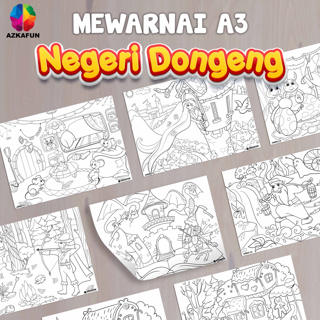 

Kertas Mewarnai A3 NEGERI DONGENG - lembar mewarnai anak