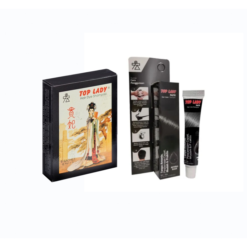 CAT PEWARNA RAMBUT HITAM Top Lady Hair Dye Shampoo