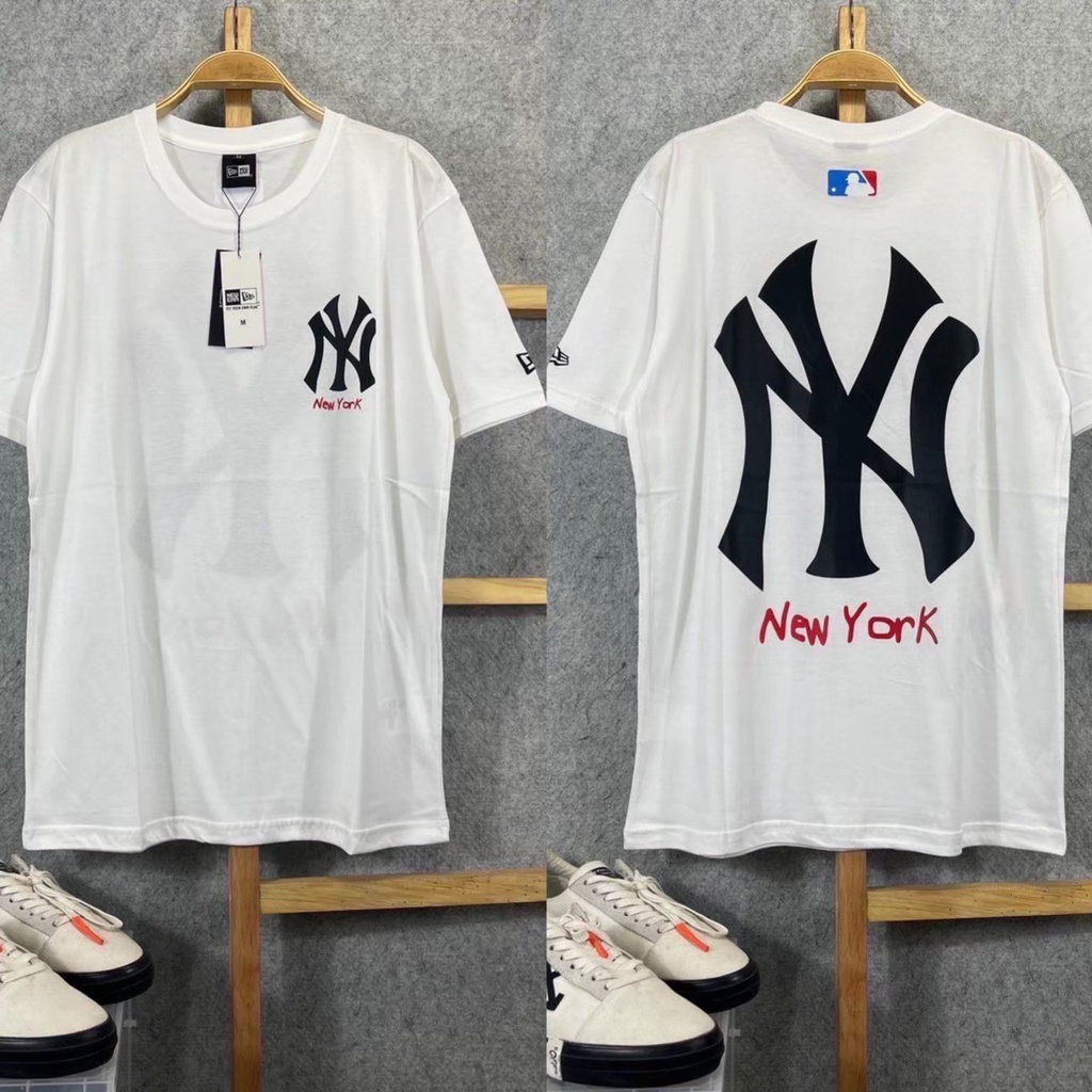 Kaos New York Hitam Logo Star Pelangi Pria Wanita Lengan Pendek