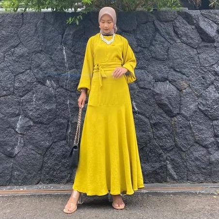 Vilova Dress Mermaid M L XL Premium Crincle Airflow Gamis Lebaran Terlaris Gamis Crinkle Fashion Muslim Terbaru Gamis Busui Variasi Belt