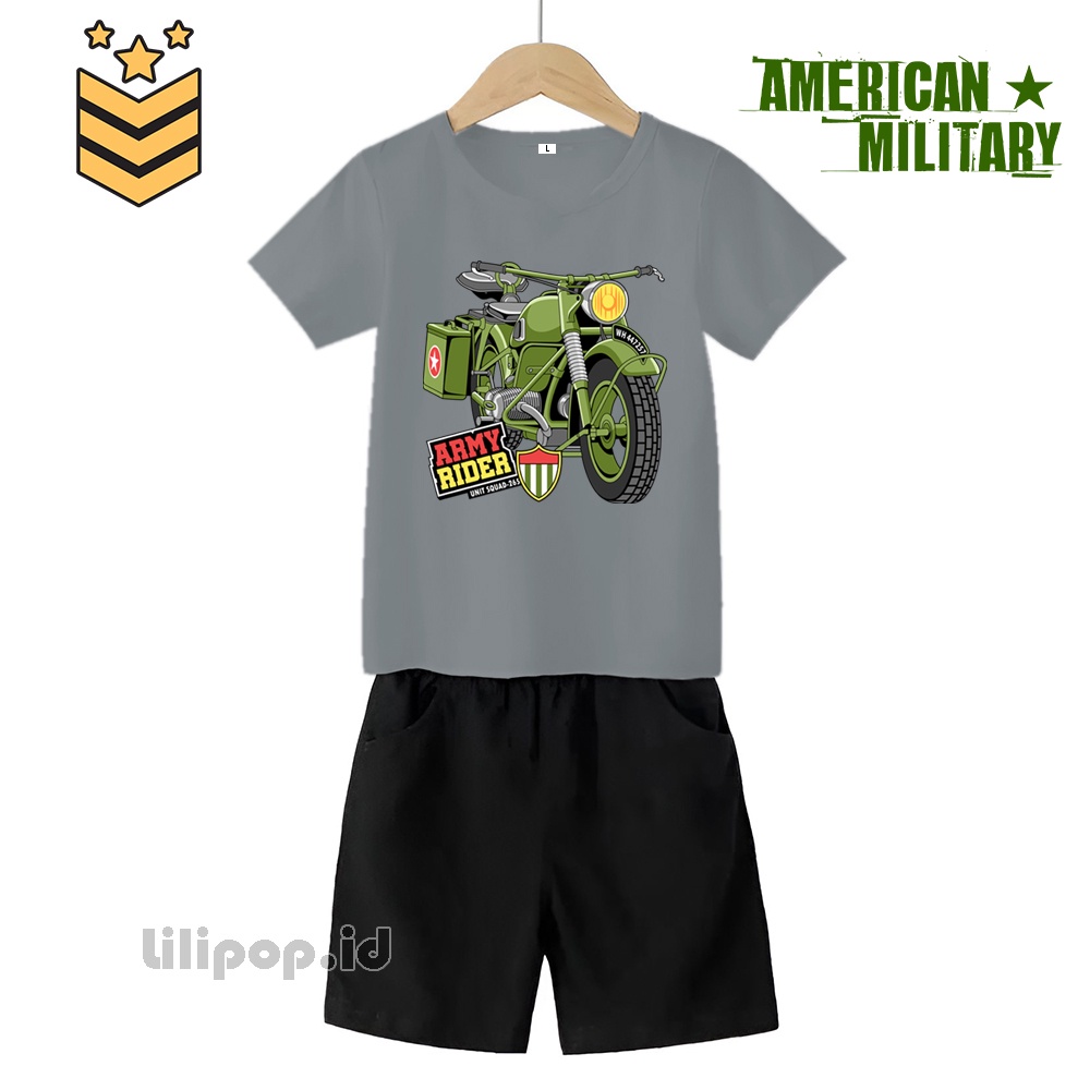 Baju Anak Stelan Kaos 3/4 Motor Cowok Cewek  Usia 1 - 4 Tahun Celana Pendek Harian