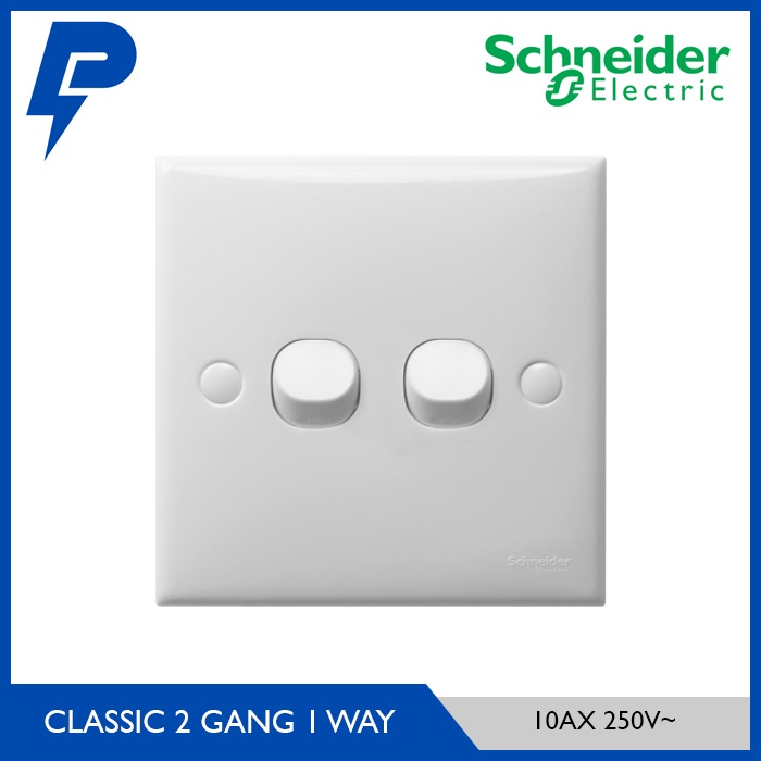 Schneider Classic 2 Gang 1 Way Saklar Seri 10A E32/1