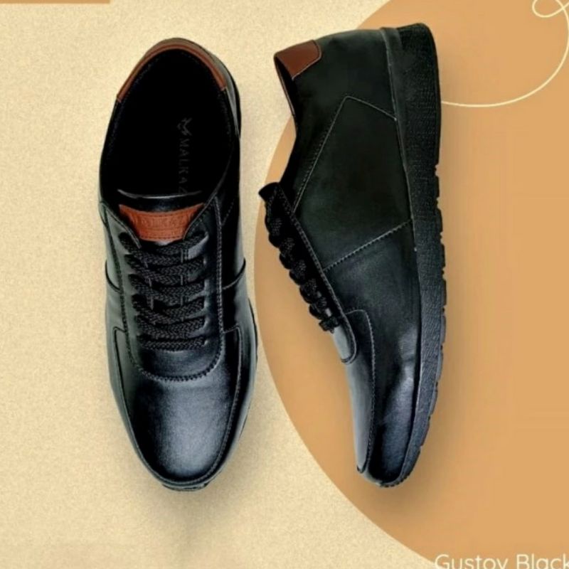 GUSTOV OXPORD Sepatu Kasual Pria Men-704 Sneaker Pantofel Hitam Casual 39.44 PDL sekolah Kulit,39