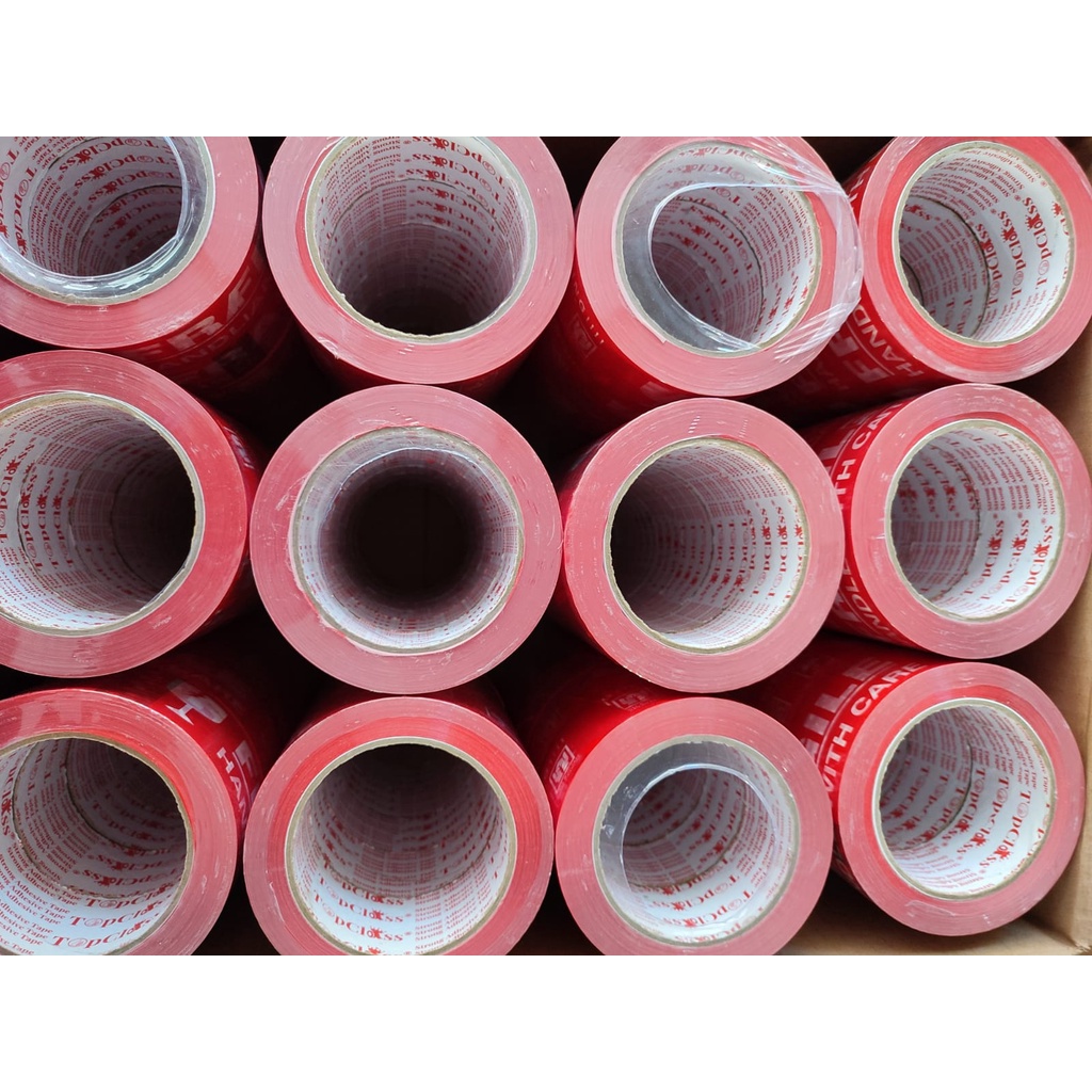 

Lakban Fragile Merah 100 Meter Full x 2" ( 48 MM ) Super Tebal, Harga Dus