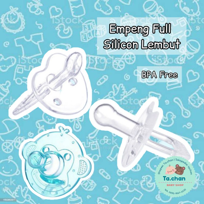 Empeng silikon transparan BPA Free full silicon / kompeng bayi / empeng bayi lembut /dot bayi