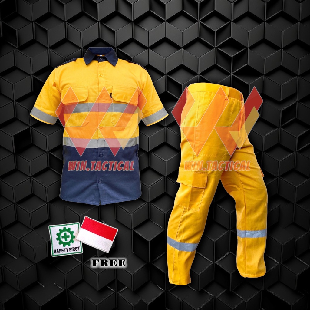 Setelan Kombinasi Safety Wearpack Safety Atasan Kombinasi Kemeja Safety / Baju K3 / Baju Kerja Lapangan / Seragam / Proyek