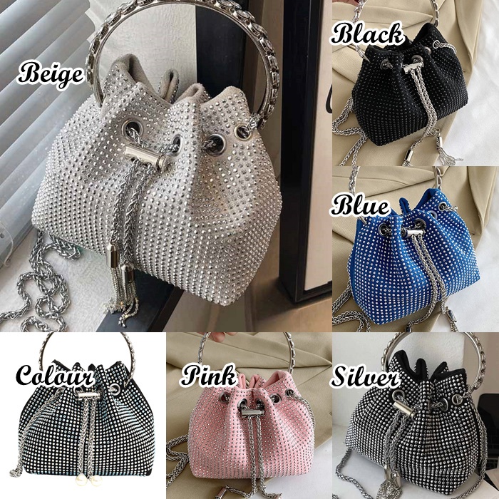 Chain Bag GD34163 Tas Selempang Rantai Studded Bag Serut Wanita Import