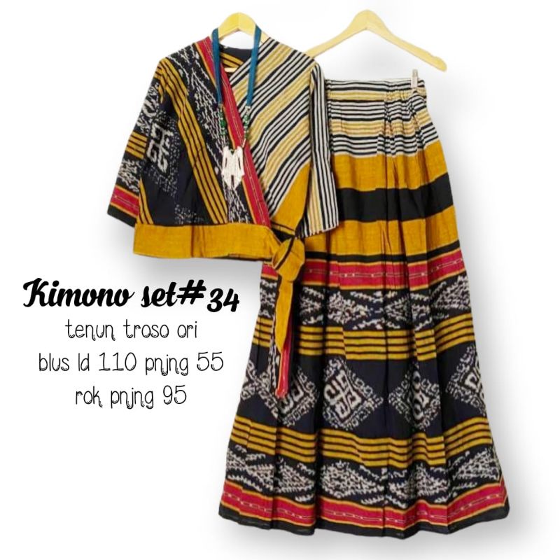 Setelan Rok Blus One Set Kimono Tenun Troso Ori #1