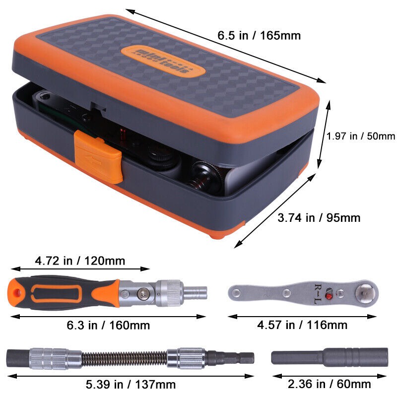 AOTUO Set Kunci Ratchet Screwdriver Household Repair Tools 38in1 - 2880A - Gray/Orange