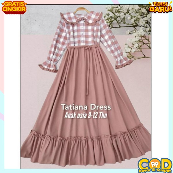 Dress Muslim Anak Baju Lebaran 2023 Korea Kekinian Gaun Elegan Pesta Viral Cantik Dres Remaja Motif 