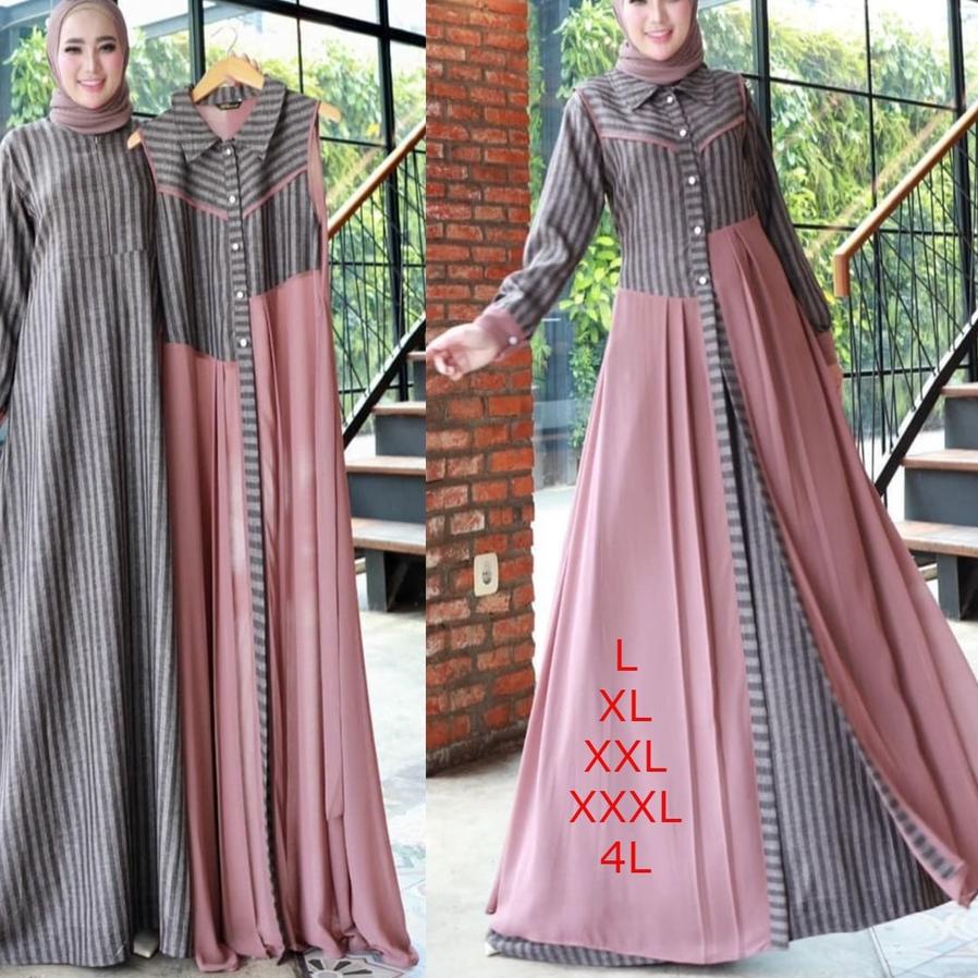 ☆ Gamis Jumbo Kekinian Busui (inner+outer terpisah) Size L XL XXL XXXL 4L ➨