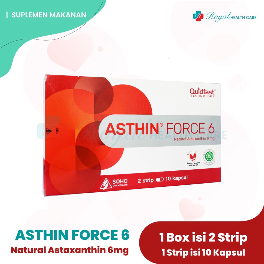 ASTHIN FORCE 6 MG BOX 20 KAPSUL Sebagai Antioksidan Mengobati Jerawat dan Daya Tahan Tubuh